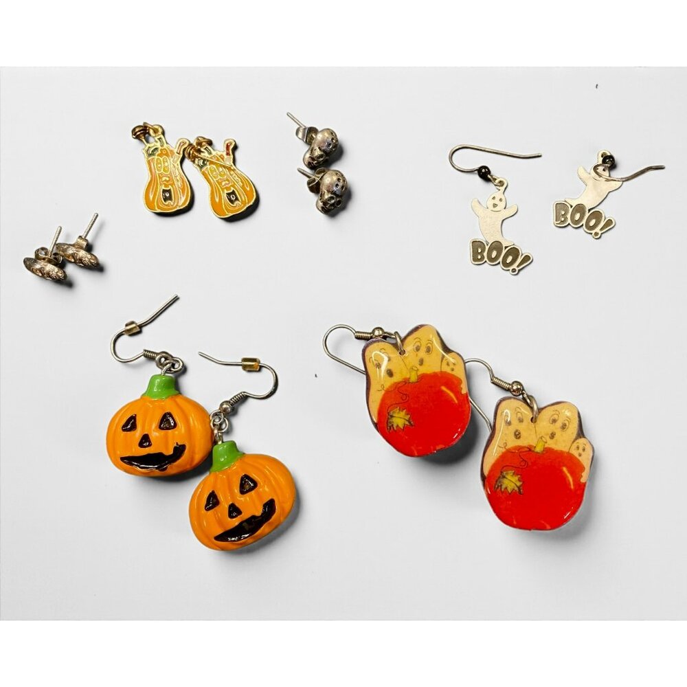 Halloween-Themed Earrings Pumpkin Ghost Skull -41